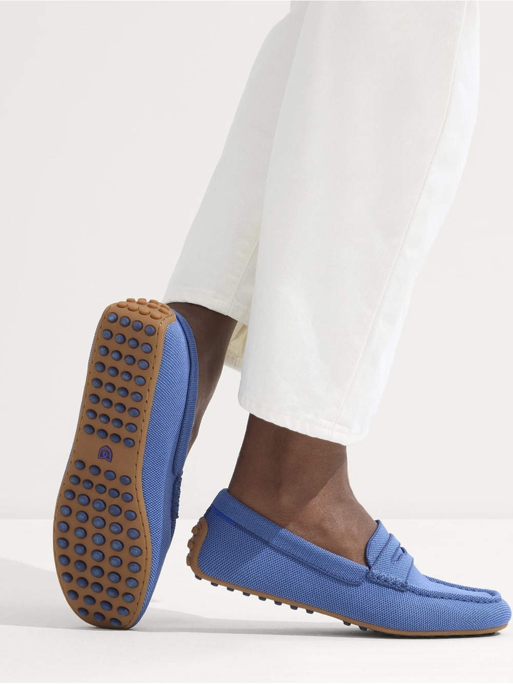 Rothy’s The Driver Blue Sea Knit Penny Loafers Driving Shoes Size 10.5